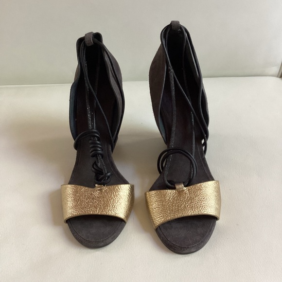 Brunello Cucinelli Mollini Grey Gold Suede 7 - Picture 5 of 10